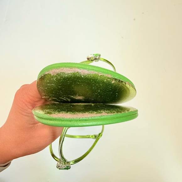 Giuseppe Zannoti Asparagus Green Metallic Leather Alphonsine thong sandals EU 38 - Picture 7 of 10